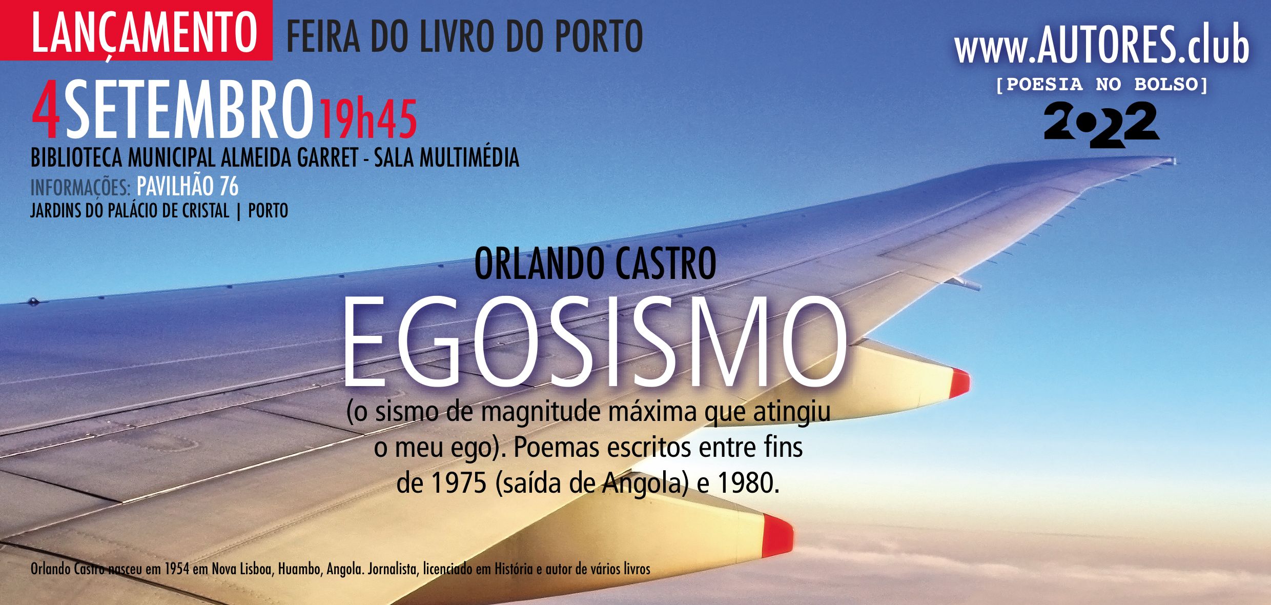 “Egosismo” de Orlando Castro na Biblioteca Almeida Garrett (convite)