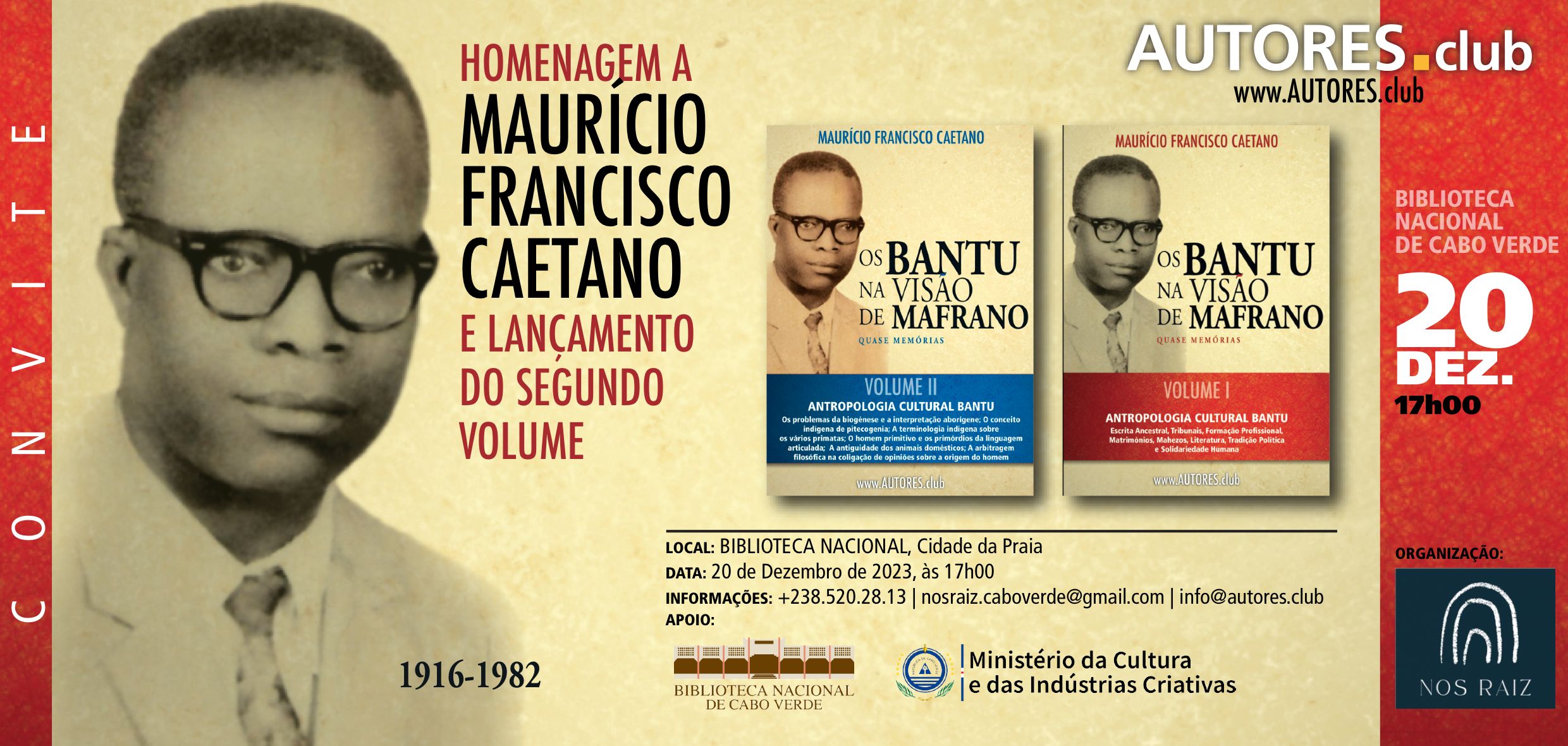Lançamento do segundo volume “Os Bantu na visão de Mafrano – Quase Memórias” na cidade da Praia