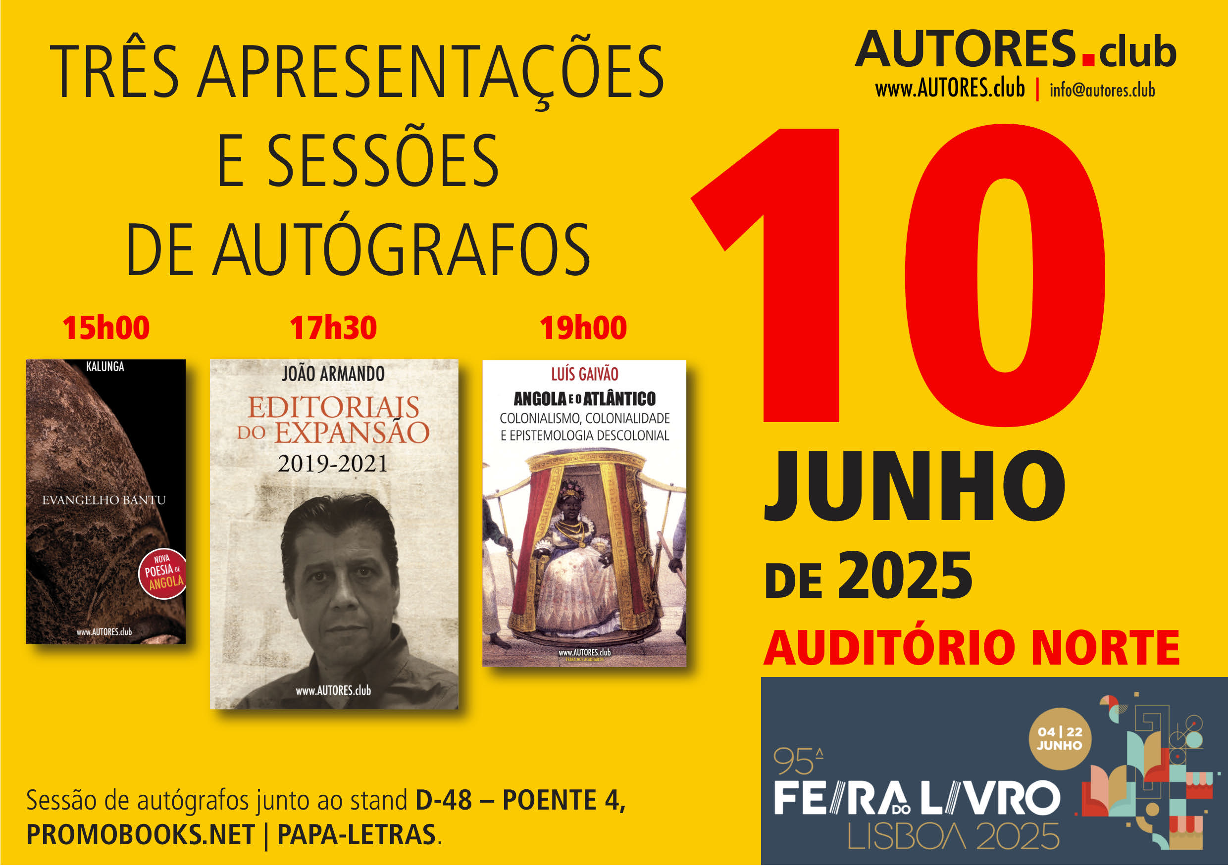 Três livros, uma tarde memorável! Angola em destaque na Feira do Livro de Lisboa