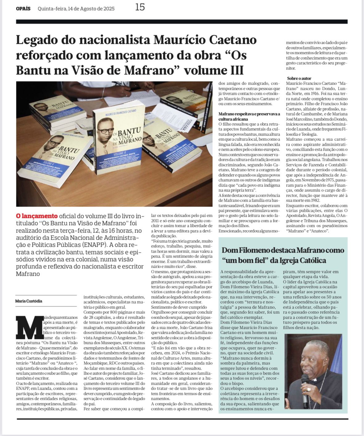 “O País” dá voz à herança bantu de Mafrano
