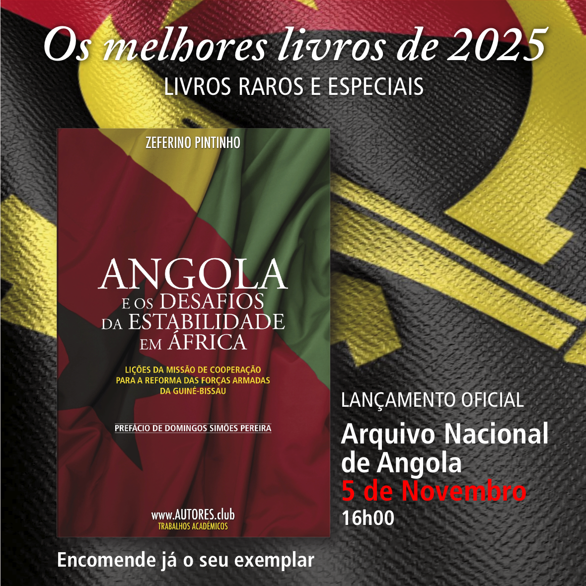 Lançamento do livro Angola e os desafios da estabilidade em África, de Zeferino Pintinho, no Arquivo Nacional de Angola