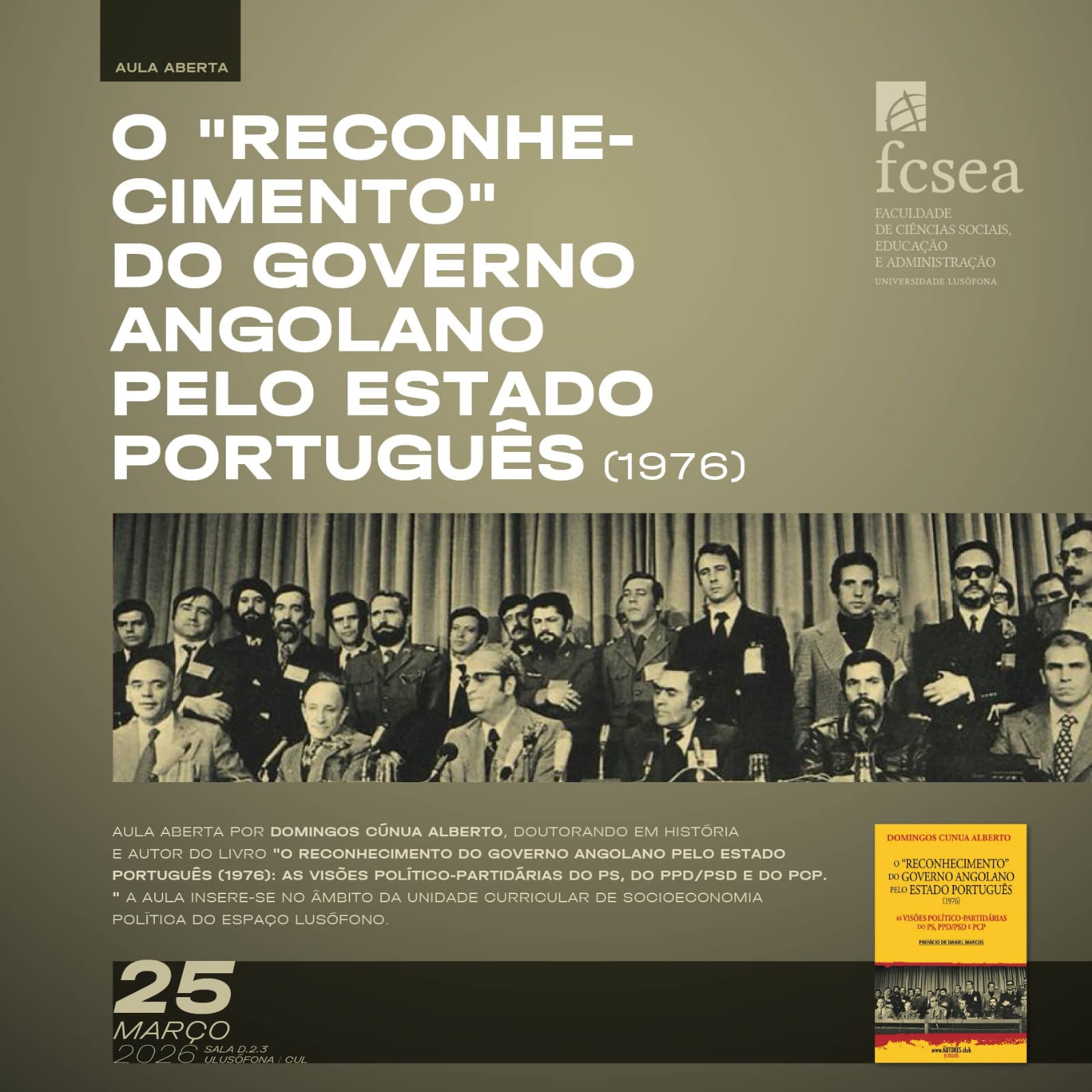 Universidade Lusófona recebe aula aberta de Domingos Cúnua Alberto