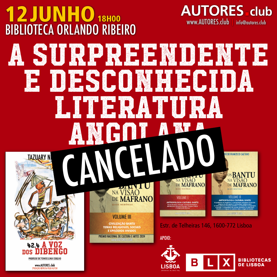 Cancelados encontros de literatura angolana previstos para 12 e 14 de junho em Lisboa