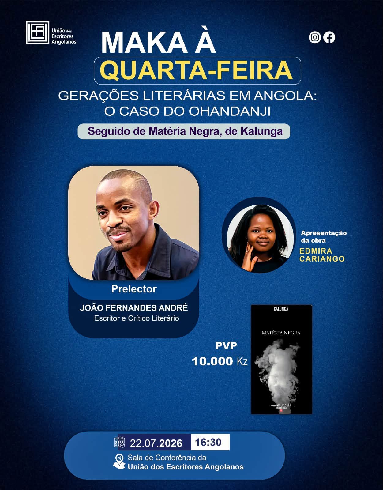 Kalunga regressa à União dos Escritores Angolanos